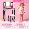 Kid vanity set with tri-folding mirror and leopard print in pink, perfect for imaginative play and dressing up.