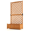 Planter raised bed with trellis in natural fir wood, ideal for climbing plants, perfect for garden or patio decor.