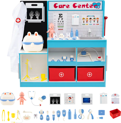 Costway Wooden Doctor's Office Medical Center Toy Playset 37887621 New