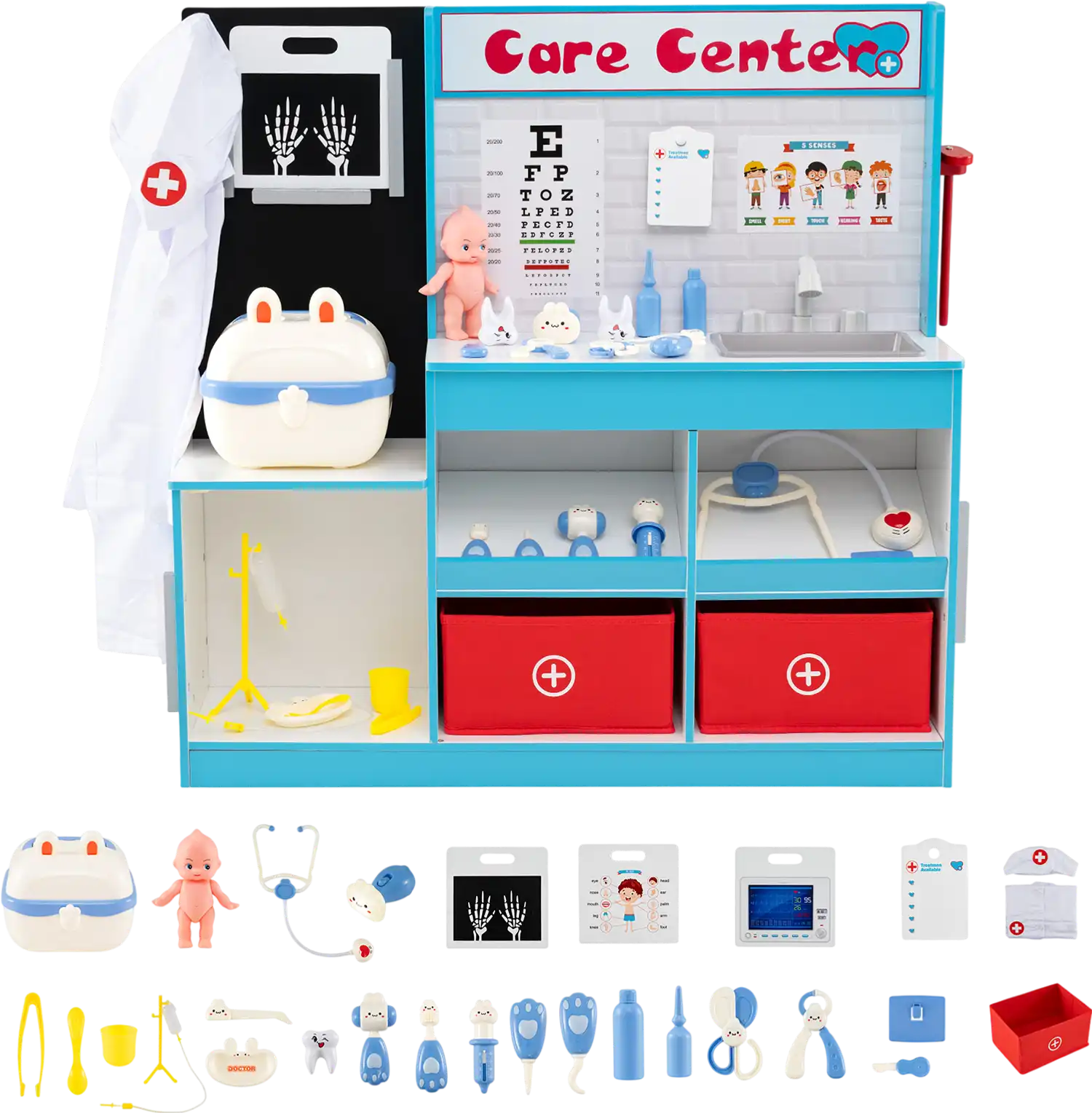 Costway Wooden Doctor's Office Medical Center Playset 37887621 New