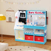 Play Doctor's Office Wood Medical Center Toy Set in blue with examine region, sink, and 29 medical accessories for role.