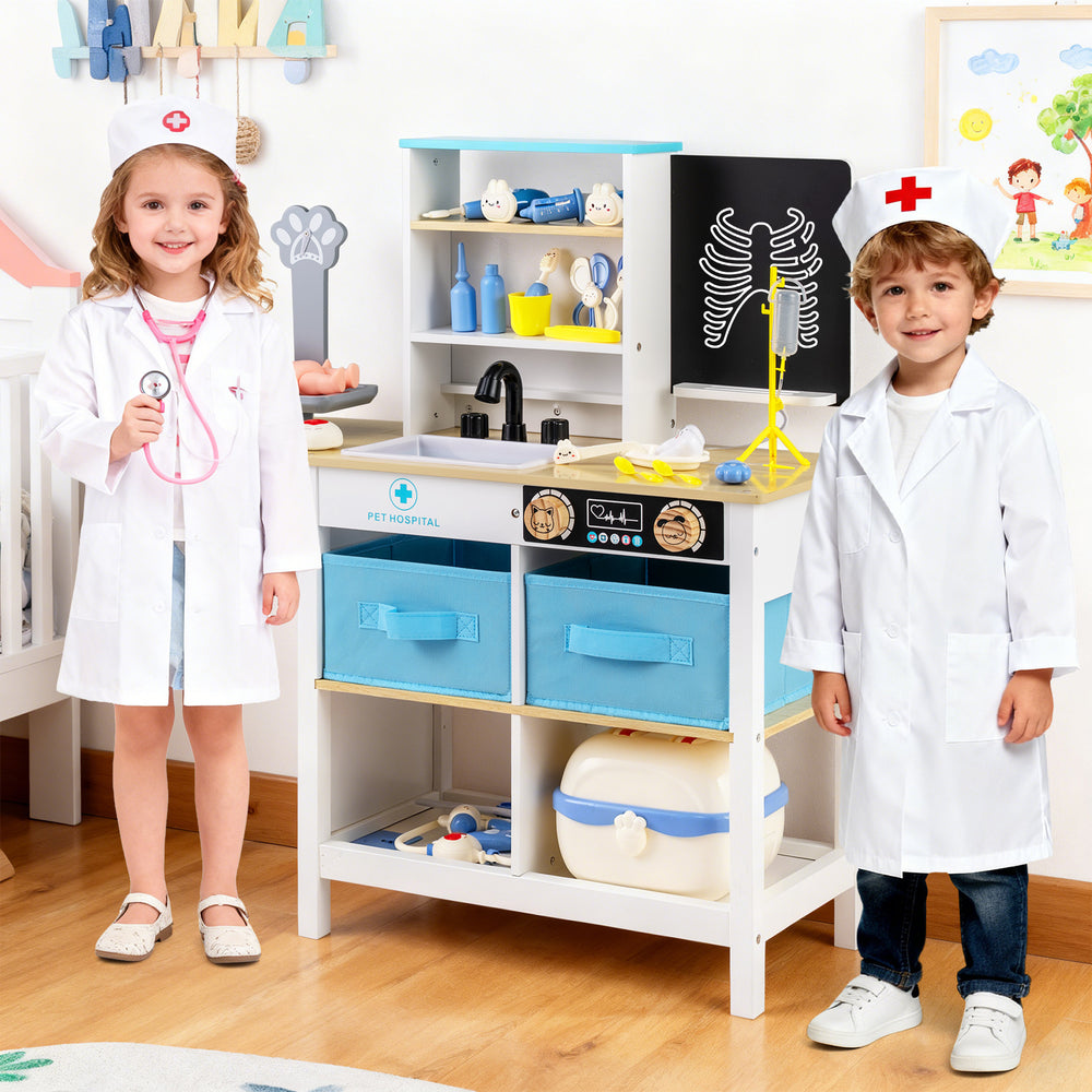 Play Doctor's Office Wood Medical Center Toy Set with Blackboard-White - Gallery View 1 of 10