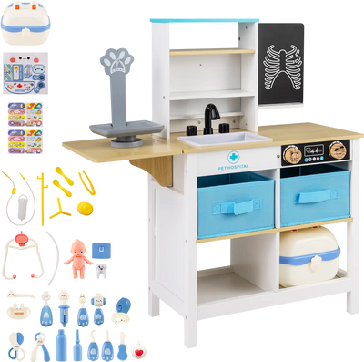 Costway Kids Wood Doctor's Office Medical Center Playhouse Blackboard 83426342 New