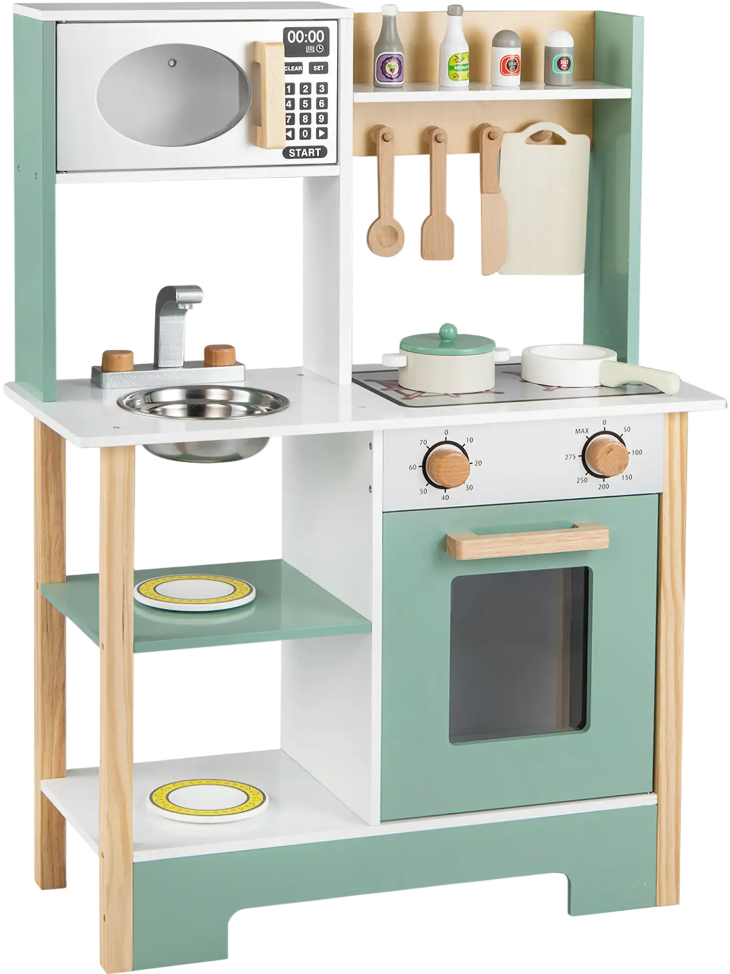 Costway Wooden Play Kitchen Toy Set with Chalkboard 22477587 New