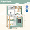 Wooden play kitchen set in green with chalkboard, sink, oven, and ample storage for kids aged 3+, perfect for.