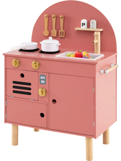 Costway Kids Wooden Play Kitchen Set w/ Stove Sink Microwave Oven 95713808 New