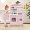 Play Kitchen for Kids Wooden Chef Pretend Playset with 3 Adjustable Heights Microwave-Pink - Gallery View 1 of 9