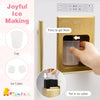 Child using the ice maker feature on the Play Kitchen for Kids, showcasing adjustable heights and realistic design.
