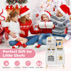 Wooden play kitchen set for kids with adjustable heights, microwave, and realistic cookware for imaginative cooking fun.