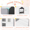 Playhouse kids bookshelf with chalkboard and whiteboard, 35.5" height, rounded corners, ideal for children's rooms.