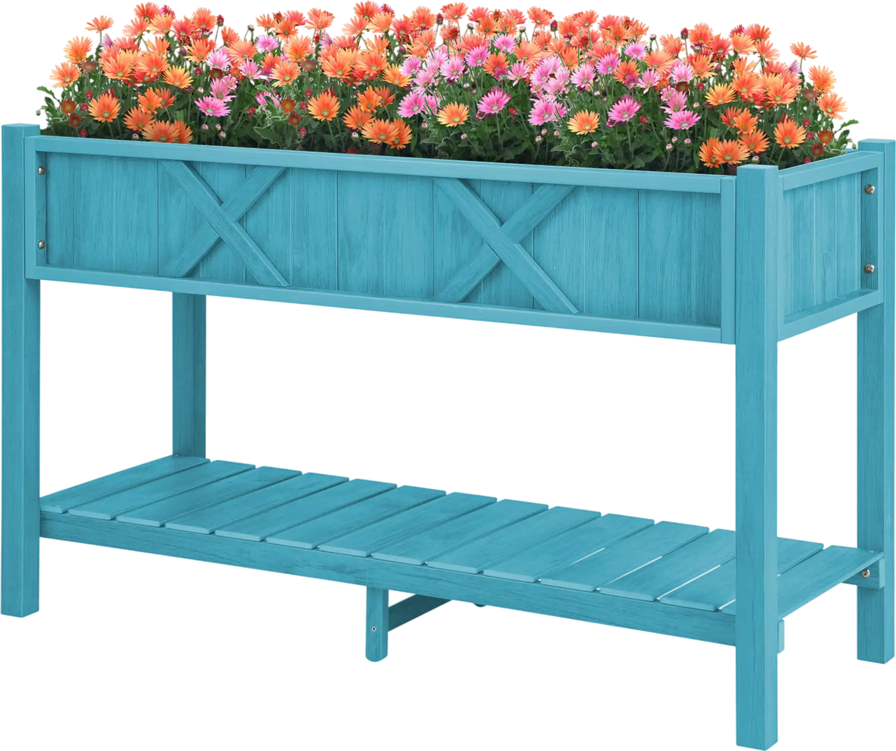 Costway Elevated Poly Wood Planter Box w/ Legs Storage Shelf Drainage Holes 78146932 New