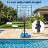 Pool basketball hoop with 3-level adjustable height, oversized backboard, and weighted base for stable outdoor play.