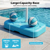 Large-capacity blue base for the pool basketball hoop set, holds 200 lbs of water or 300 lbs of sand for stability.