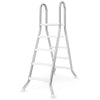 A-frame 4-step pool ladder made of heavy-duty stainless steel, designed for above ground pools up to 55" wall height.