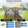 Pop-up gazebo with mesh netting walls, 11.5 x 11.5 ft, made of tear-resistant oxford cloth for outdoor privacy and.