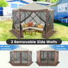 6-sided pop-up gazebo tent with mesh netting walls, featuring removable side panels for privacy and UPF 50+ sun.
