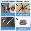 Pop-up gazebo tent with mesh netting walls, 11.5 x 11.5 ft, designed for quick setup and enhanced privacy.
