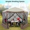 Pop-up gazebo tent with mesh netting walls, 11.5 x 11.5 ft, accommodates 6-8 people for outdoor gatherings.