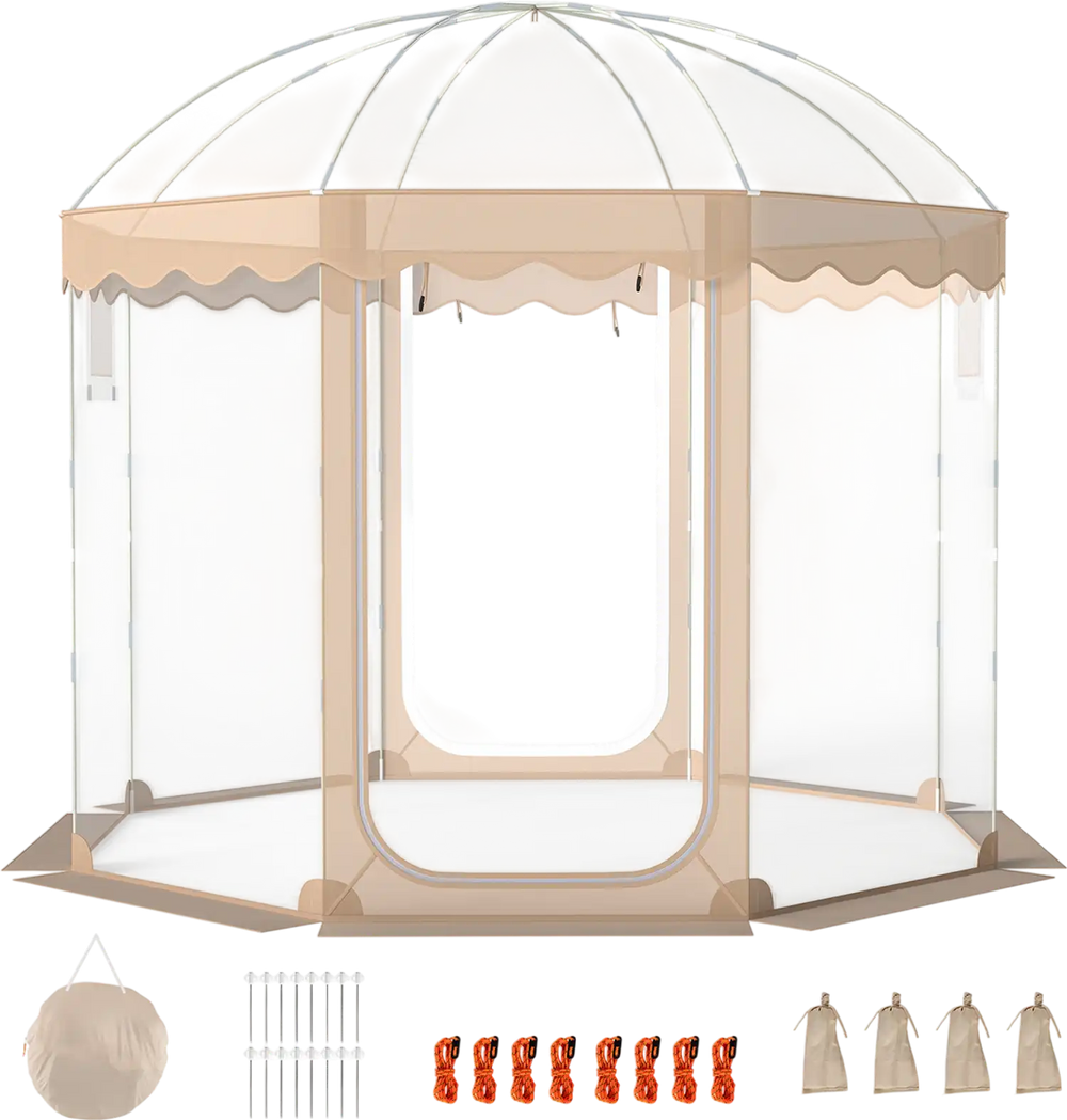 Pop Up Bubble Tent 10x10 FT for 8-10 People Weatherproof Pod with 540° Panoramic Clear PVC