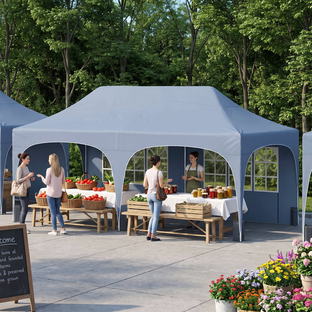 Pop Up Canopy Tent with 6 Removable Sidewalls for Patio-Gray - Gallery View 1 of 12