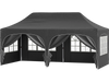Black pop-up canopy tent with 6 removable sidewalls, 10 x 20 ft, ideal for outdoor events and patio gatherings.