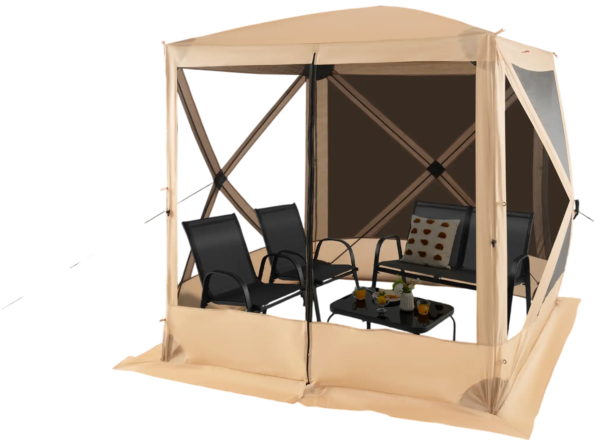 Costway 6.7' x 6.7' Pop Up Gazebo w/ Netting & Carry Bag Coffee 52487139 New