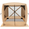 Pop-up gazebo with mesh walls, 6.7 x 6.7 ft, coffee color, ideal for outdoor picnics and gatherings.