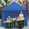 Pop-up gazebo in blue with removable sidewalls, ideal for outdoor events, markets, and gatherings for 10-15 people.