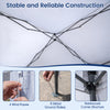 Close-up of the pop-up canopy tent's reinforced structure with 8 metal stakes and 4 wind ropes for secure setup.