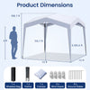 Pop up canopy tent dimensions with portable wheeled bag, featuring a white polyester canopy for sun protection and.