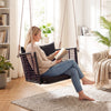 Porch Swing Patio Hanging Rattan Chair with Zippered Cushions and Rope-Black - Gallery View 1 of 11