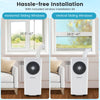 Portable air conditioner installation kit for horizontal and vertical sliding windows, compatible with 26.5"-47" sizes.