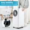 Portable air conditioner with built-in handle and universal wheels for easy mobility, featuring 8200 BTU cooling.