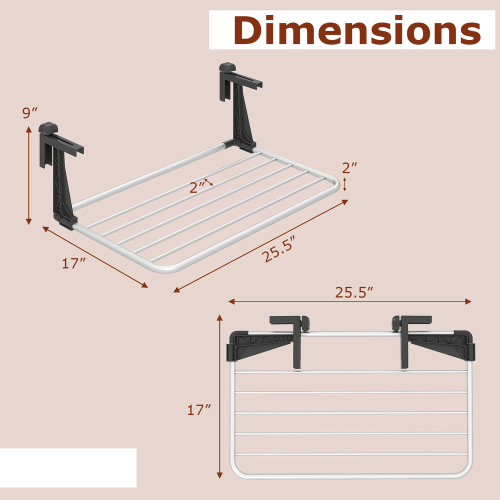 Portable aluminum clothes and towel drying rack dimensions with adjustable brackets for versatile placement and easy.