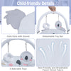 Portable baby bouncer seat in gray featuring cute ears, detachable toy bar, and skin-friendly fabric for comfort.