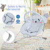 Portable baby bouncer seat in gray with adjustable 3-point harness and detachable toy bar for safe, soothing play.