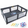 Portable Baby Playpen with 50 Ocean Balls Breathable Mesh and Safe Zippered Doors-Gray - Gallery View 1 of 1