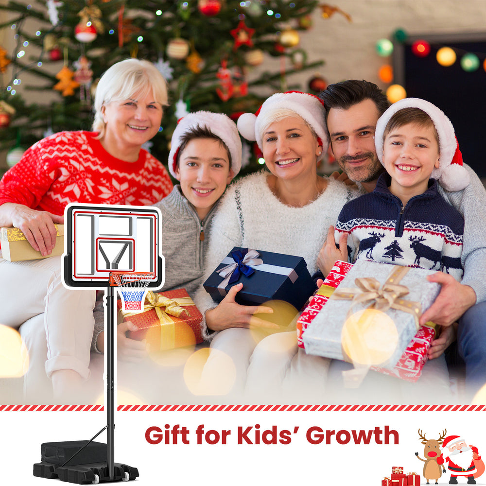 Portable adjustable basketball hoop with a 44" backboard, perfect for kids' growth and outdoor play.