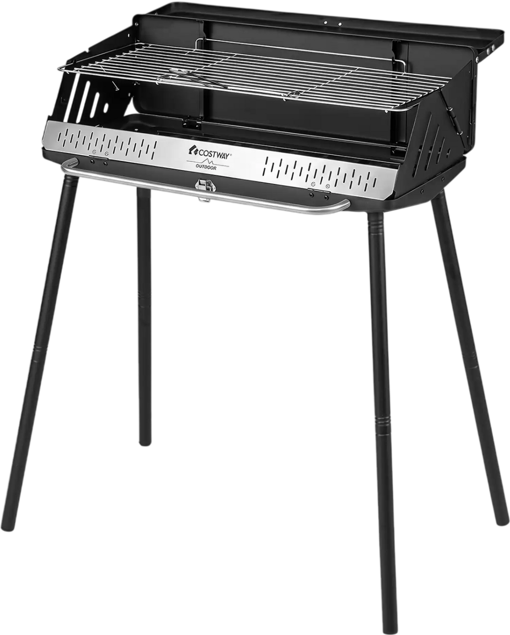 Portable Charcoal Grill with Detachable Legs  Adjustable Grate and Carrying Bag