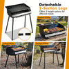 Portable charcoal grill with detachable legs, adjustable grate, and carrying bag for versatile grilling options.