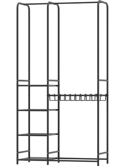 Costway Portable Closet Wardrobe w/ Pants Hangers 2 Hanging Rods 4 Shelves 10033713 New