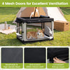 Portable collapsible soft dog crate with 4 mesh doors, removable mat, and storage pocket for convenient travel and organization.