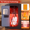 Portable black far infrared sauna box for home use, featuring 360° heating for full body relaxation.