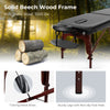 Side view of the folding massage table showcasing its sturdy beech wood frame and adjustable headrest for enhanced.