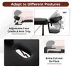 Adjustable face cradle and arm tray on a folding massage table with black PU leather for enhanced comfort and support.