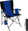 Portable folding camping chair in navy with cup holder, durable Oxford cloth, and lightweight design for easy transport.