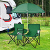 Portable Folding Picnic Double Chair With Removable Umbrella-Green - Gallery View 1 of 9