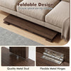 Portable low floor table with foldable legs in brown, featuring metal studs and hinges for stability and easy storage.
