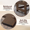 Reinforced crossbars and anti-slip foot pads enhance stability for the brown portable low floor table with foldable.