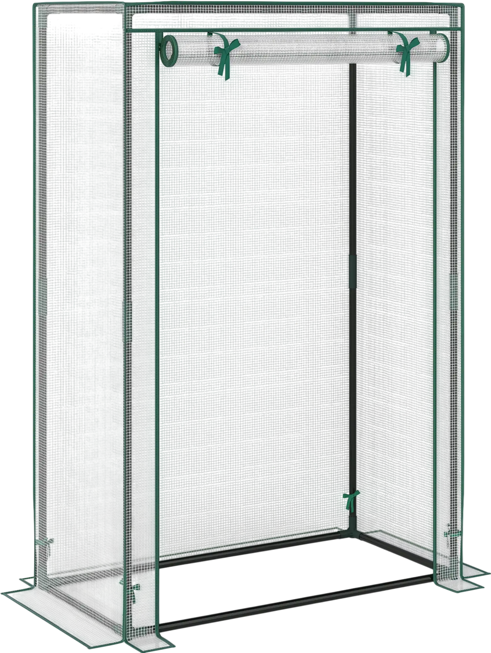 Portable mini greenhouse with roll-up zippered door, heavy-duty metal frame, ideal for small spaces and plant growth.